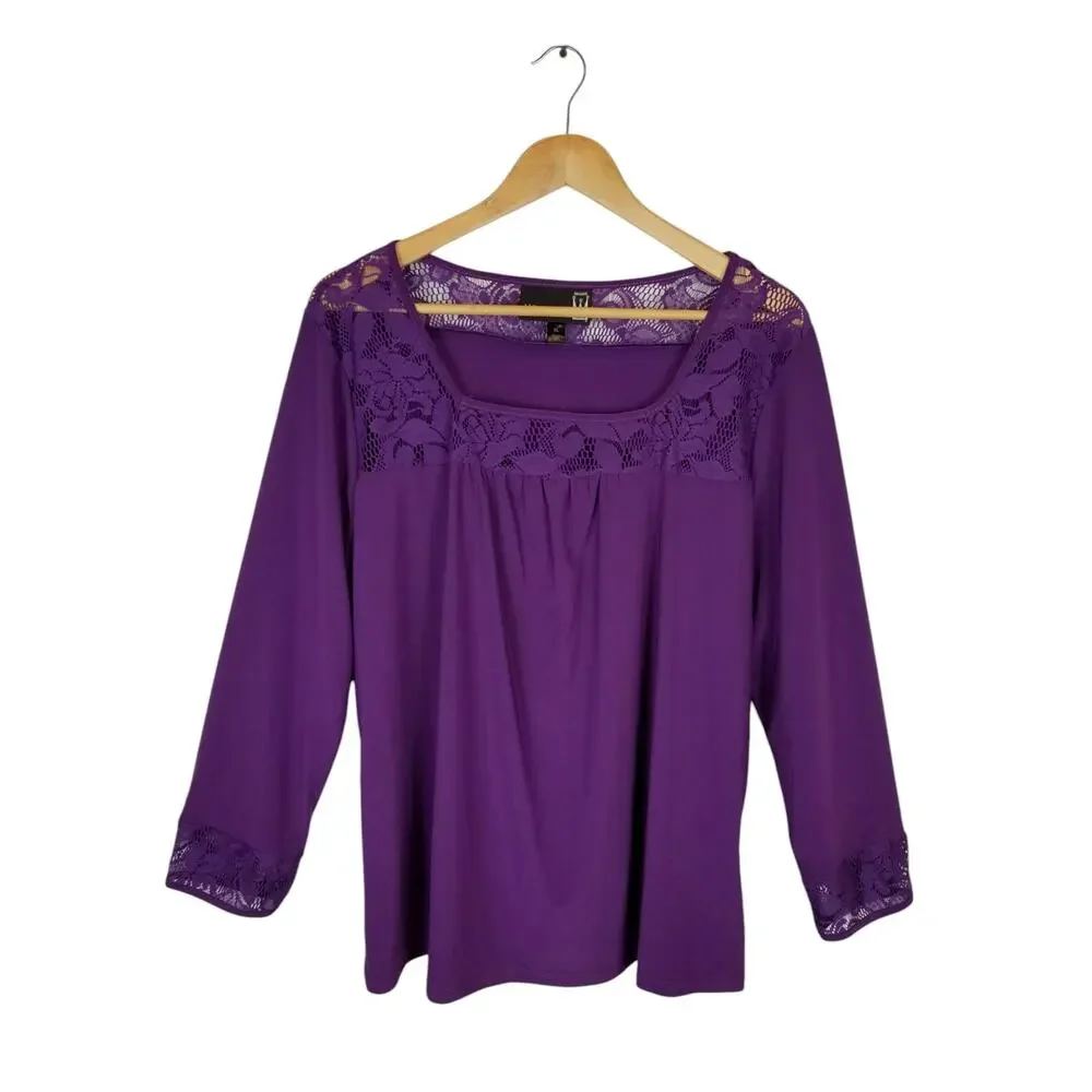Antthony Original 2 Piece Set Skirt Long Sleeve Stretch Knit Top Purple Size XL